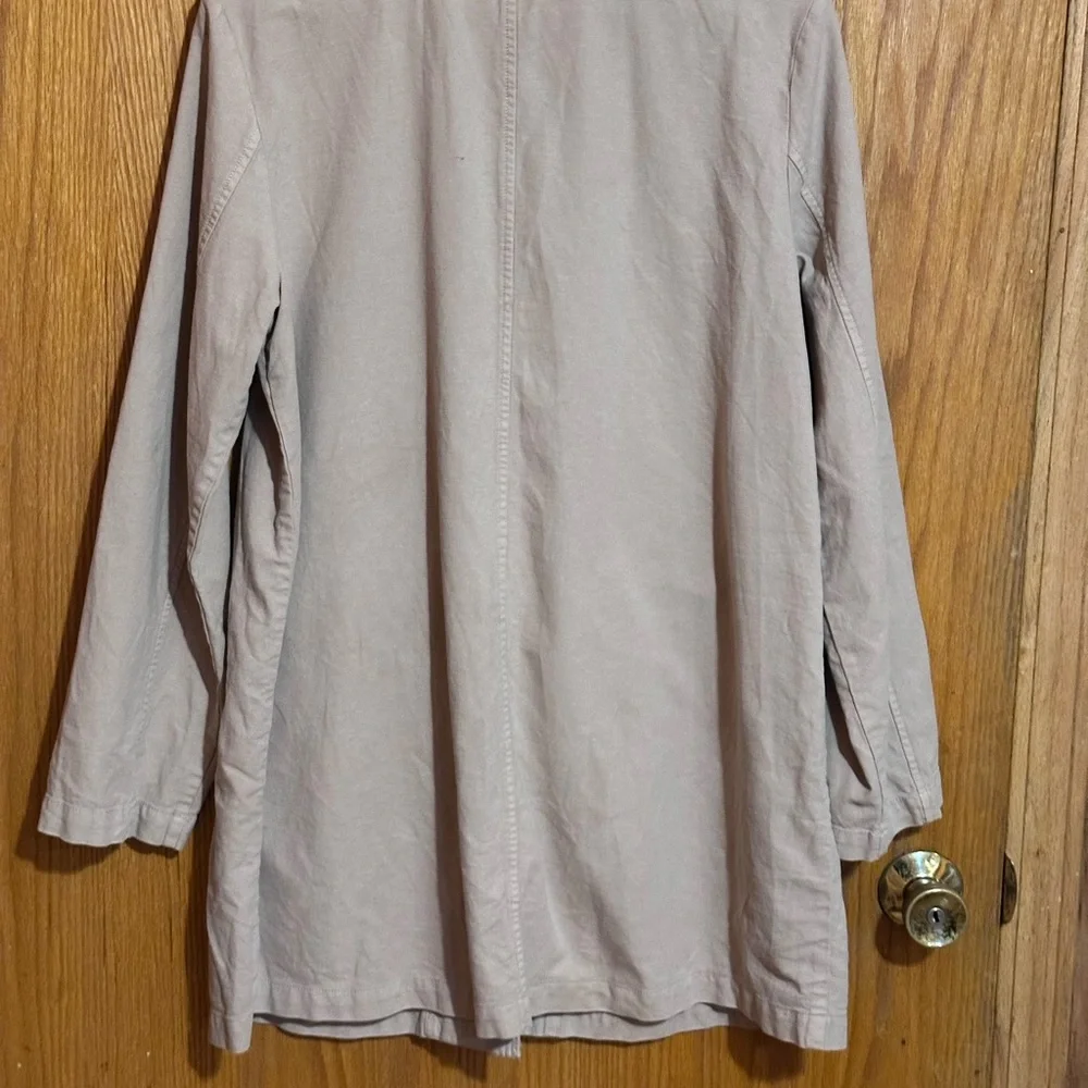 Eileen Fisher sz med‎ beige canvas button  basic jacket ladies organic cotton